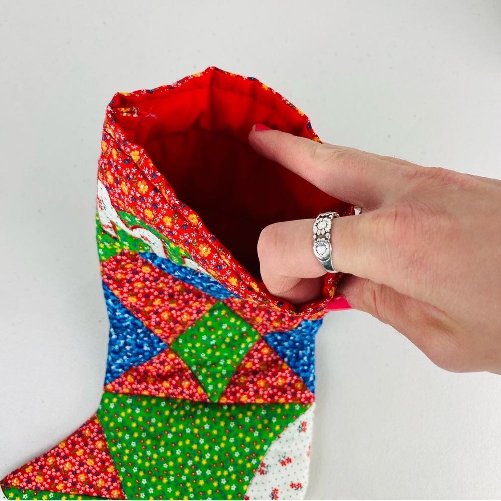 Quilted Colorful Patchwork Christmas Mom Stocking - Picture 5 of 5
